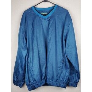 Pro Tour Cool Play Men's XL Pullover Windbreaker Jacket Teal Blue Houndstooth
